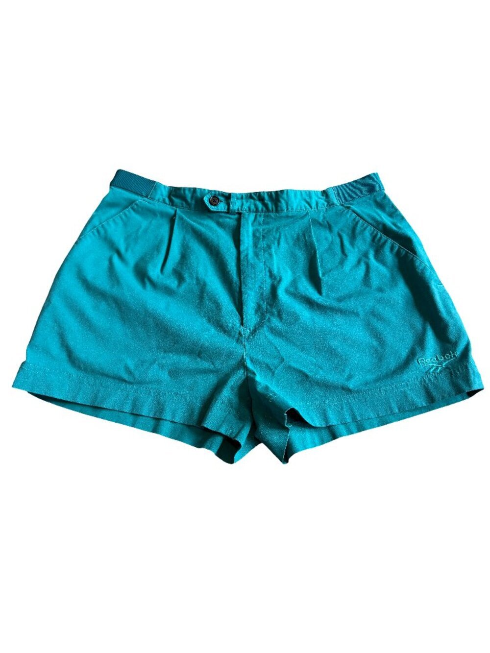 Reebok Vintage Bold Teal Blue Shorts Short Length Retro Classic Size 32 Men's
